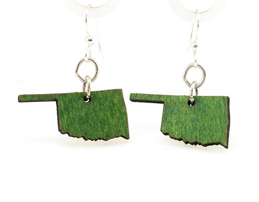 "Green Oklahoma Wood Earrings | Made in USA | S036 | 0.5" x 1" | Sustainable Materials" Bijou Her