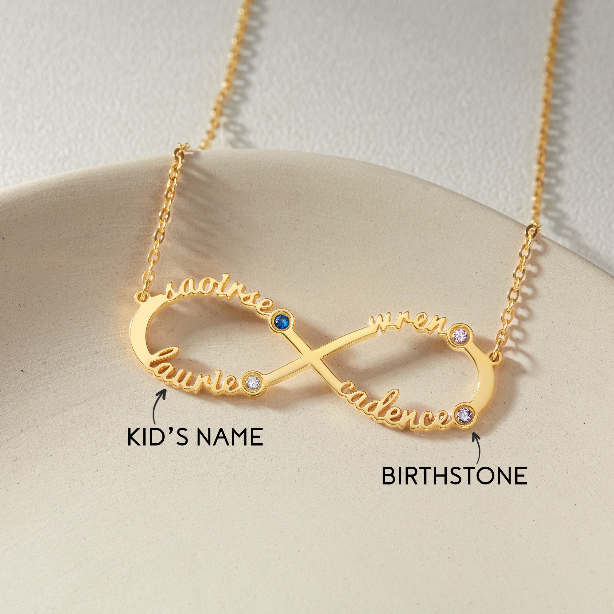 Personalized Infinity Necklace, Mother Necklace with Kids Names - Necklaces - Bijou Her -  -  - 
