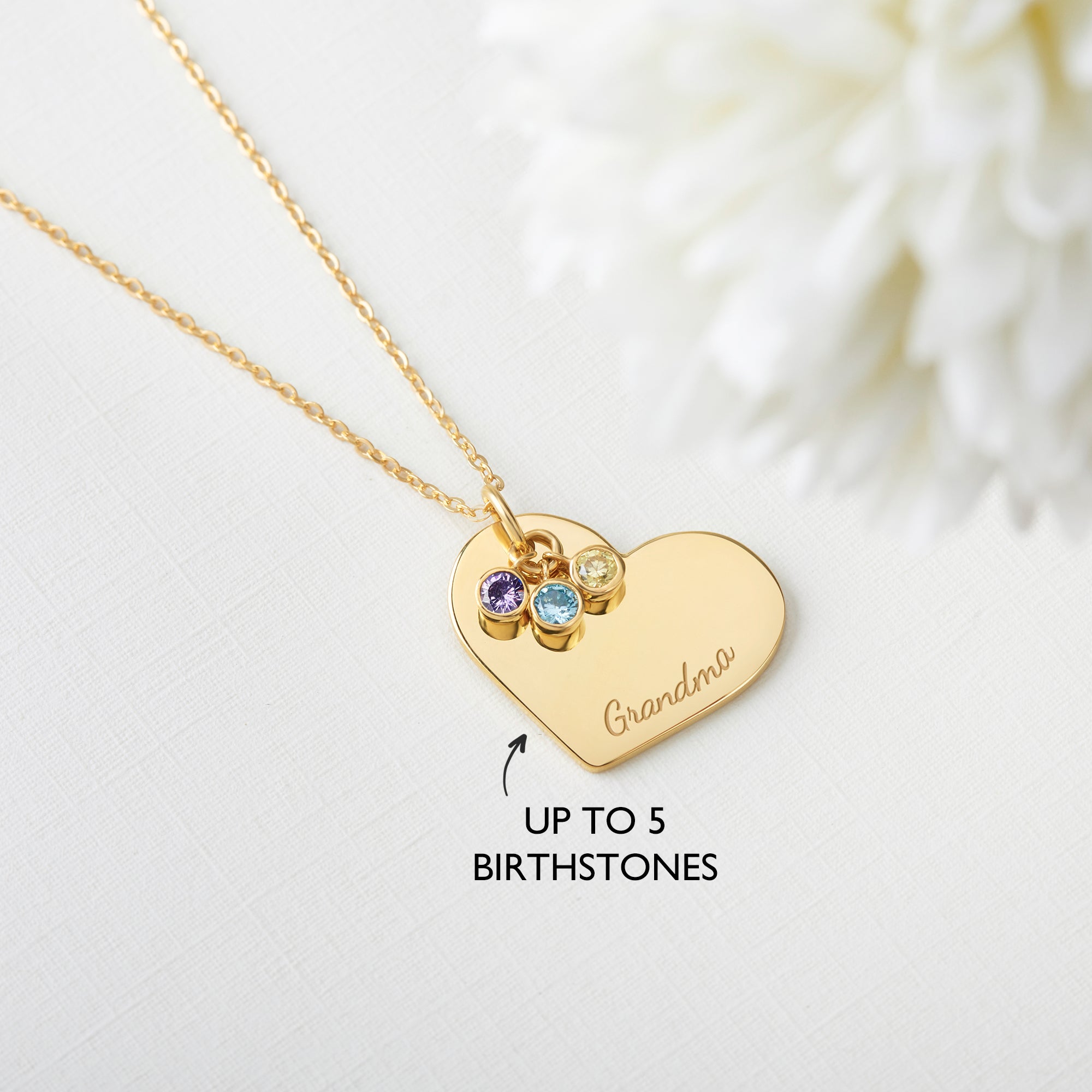 Personalized Family Birthstone Heart Necklace - Grandma Gift Idea - Necklaces - Bijou Her -  -  - 