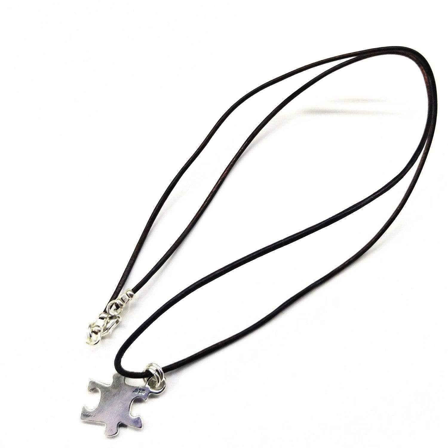 Sparkly Sterling Silver Autism Puzzle Piece Leather Necklace - 18" with Extension Chain
Keywords: Autism Awareness, Sterling Silver, Puzzle Piece, Leather Necklace, Handcrafted, Extension Chain - Necklaces - Bijou Her -  -  - 
