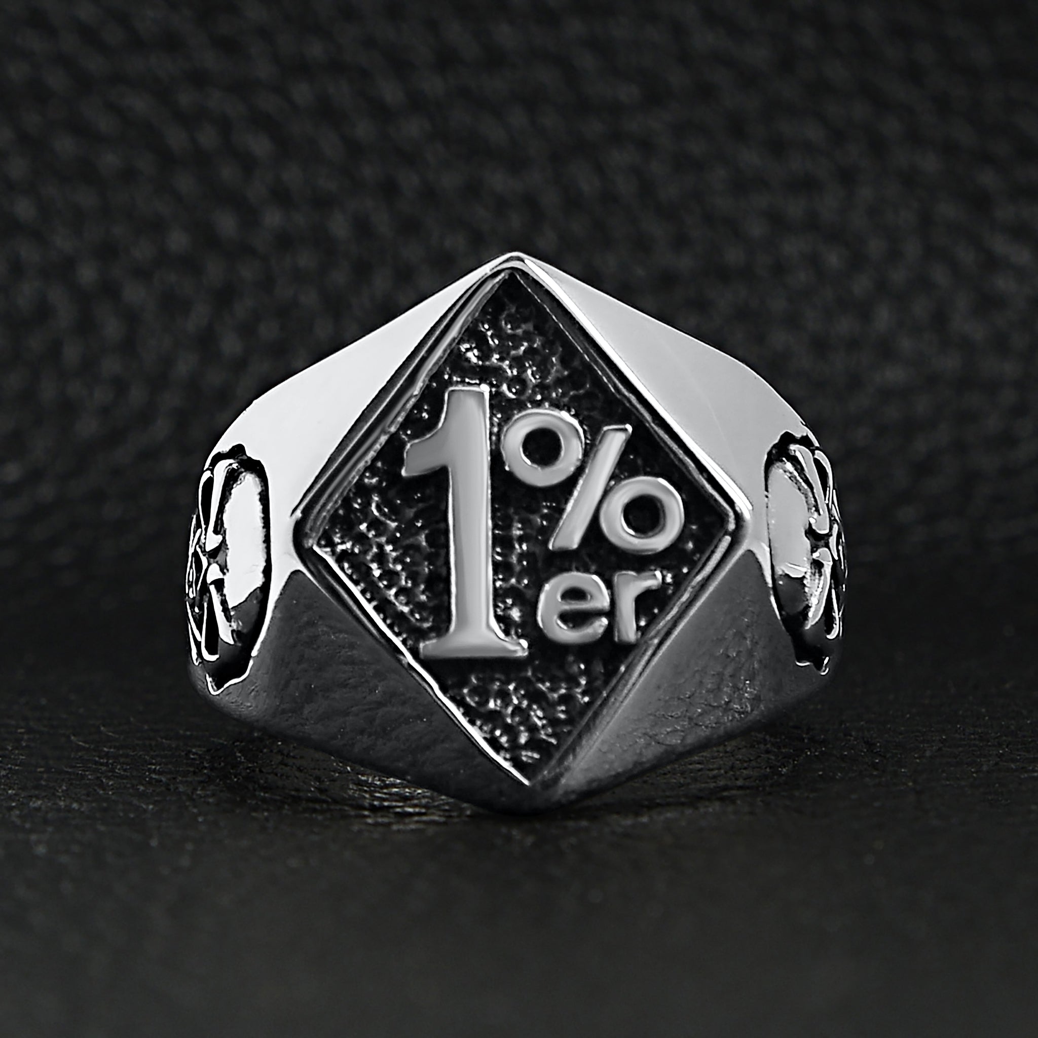 1%er Stainless Steel Signet Ring with Skull Accents - Durable and Hypoallergenic Bijou Her