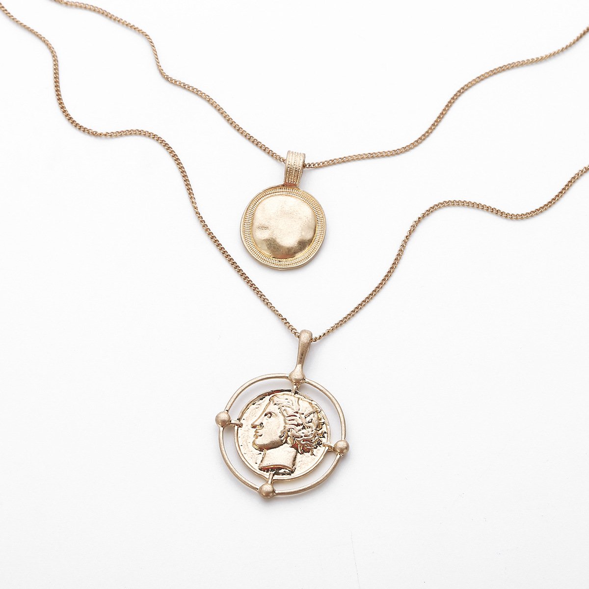18K Gold Plated Coin Head Necklace - Hypoallergenic, Made in Italy, 18" + 2" Extender Bijou Her