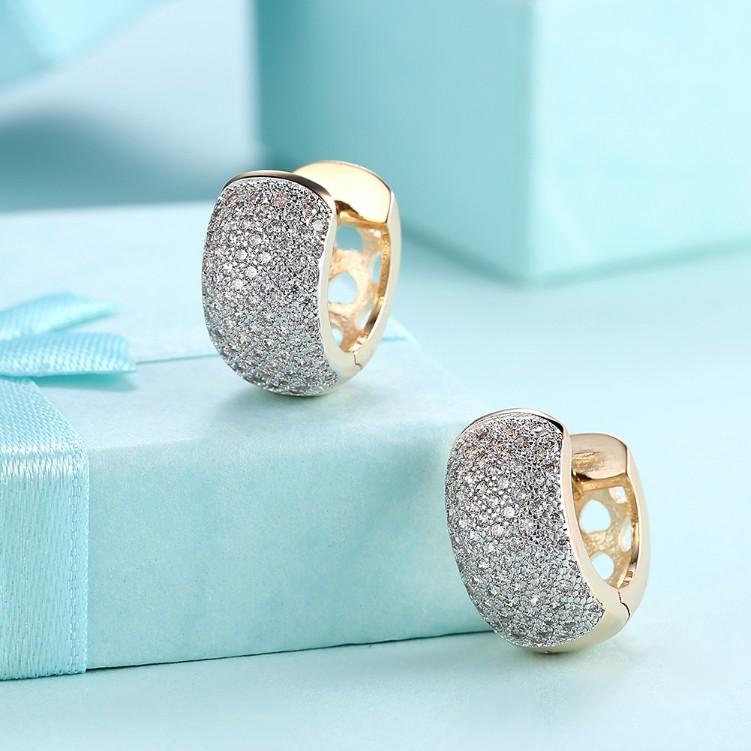 18K Gold Plated Crystal Micro Pavé Huggies - Thick Cut Round Earrings Bijou Her