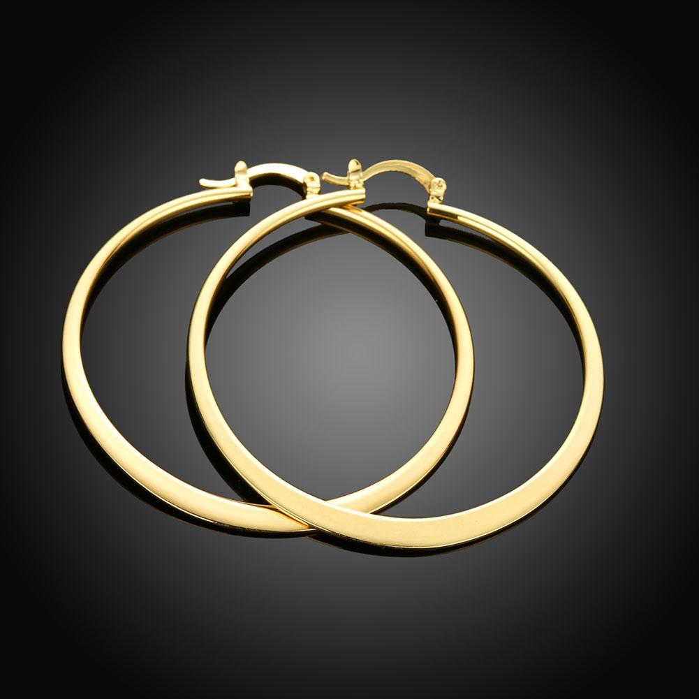 18K Gold Plated Flat Hoop Earrings - Hypoallergenic, Comfort Fit, Made in Italy Bijou Her