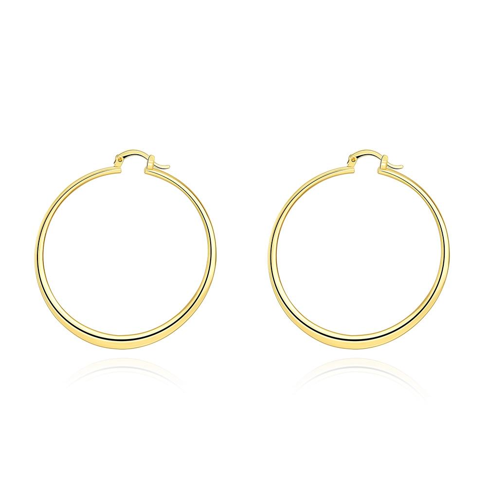18K Gold Plated Flat Hoop Earrings - Hypoallergenic, Comfort Fit, Made in Italy Bijou Her
