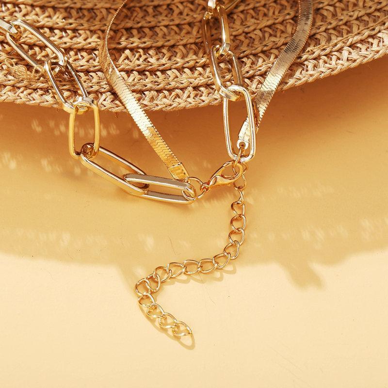 18K Gold Plated Link Chain Necklace with Omega and Paperclip Pendant - Made in Italy Bijou Her