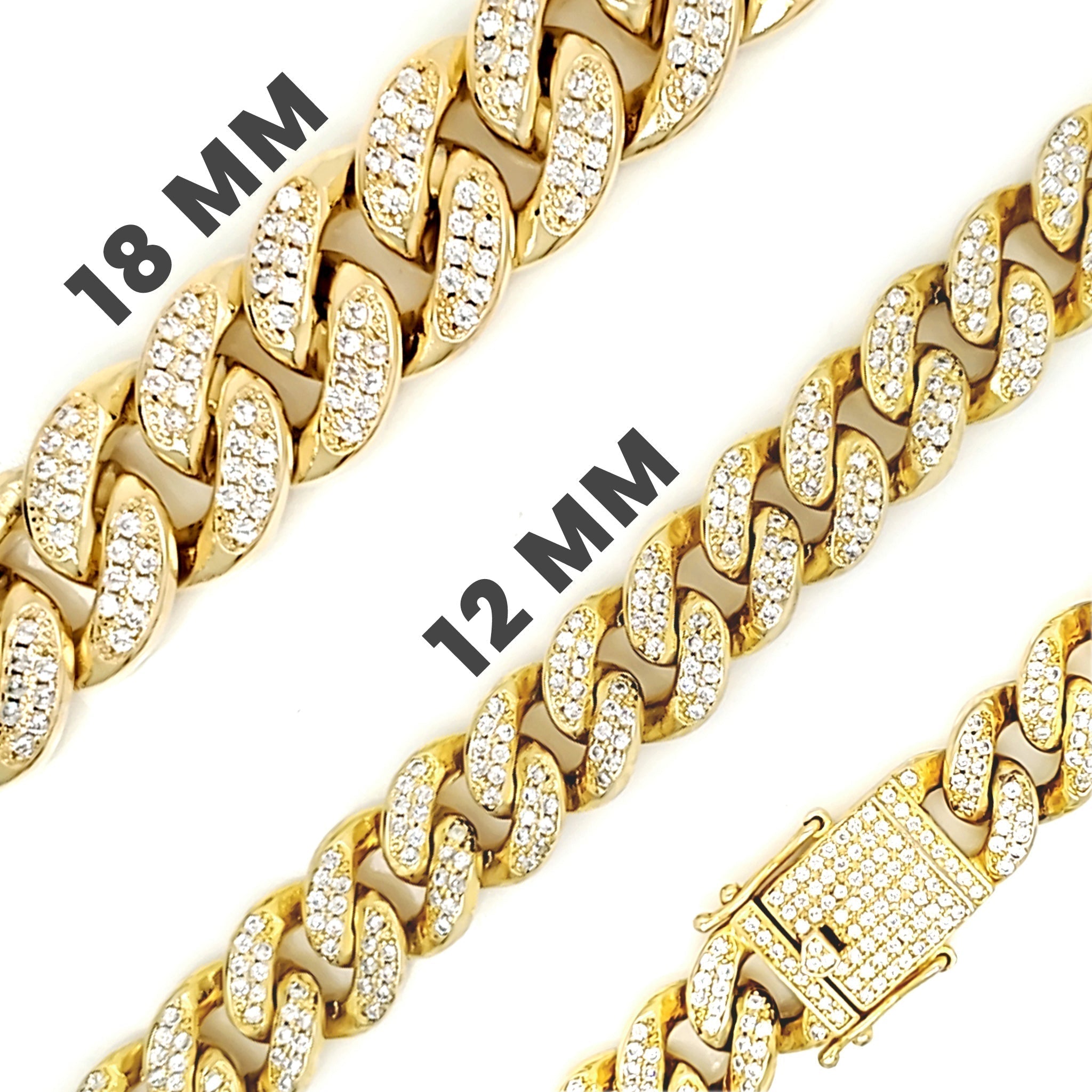 18K Gold Plated Miami Cuban Chain with CZ Stones - Durable and Versatile Bracelet Bijou Her