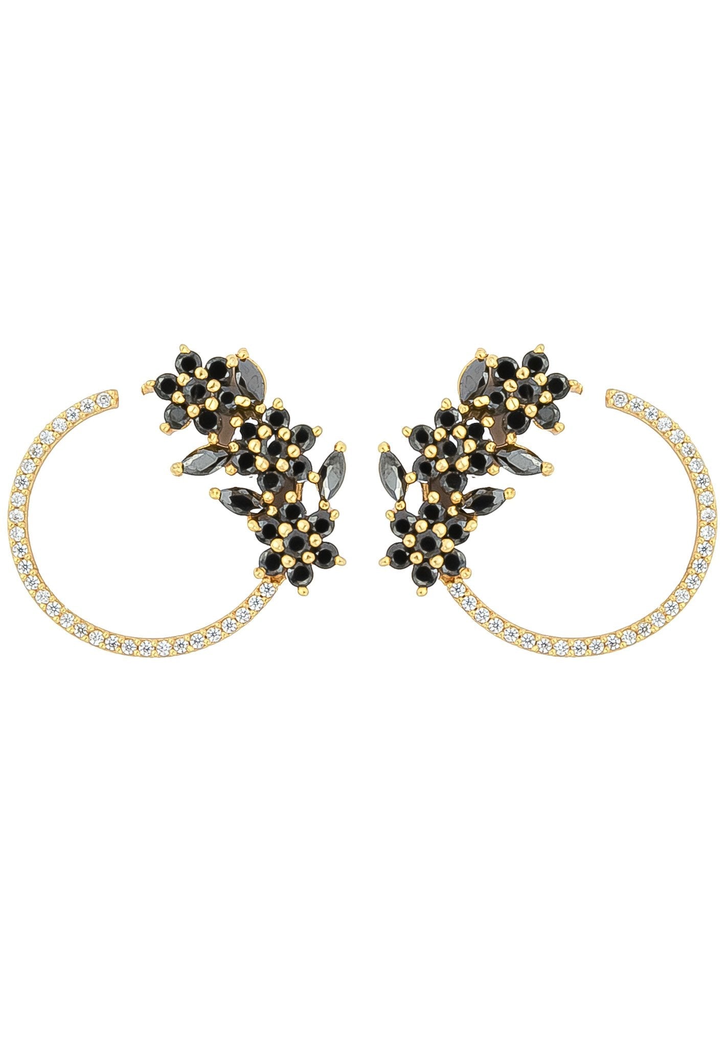 18K Gold Plated Zirconia Stone Earrings in Lightweight White Bronze - Sustainable Jewelry Bijou Her