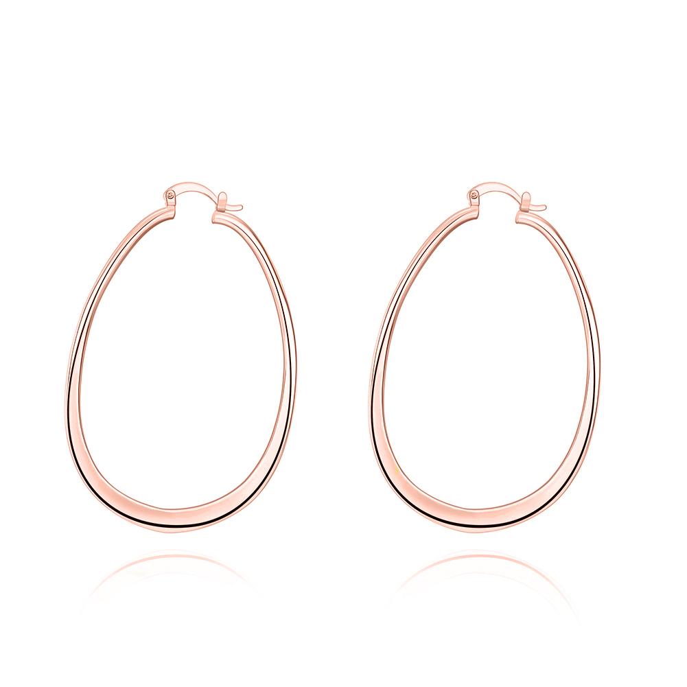 18K Rose Gold Plated Oval Hoop Earrings - Hypoallergenic and Comfort Fit Jewelry Made in Italy Bijou Her