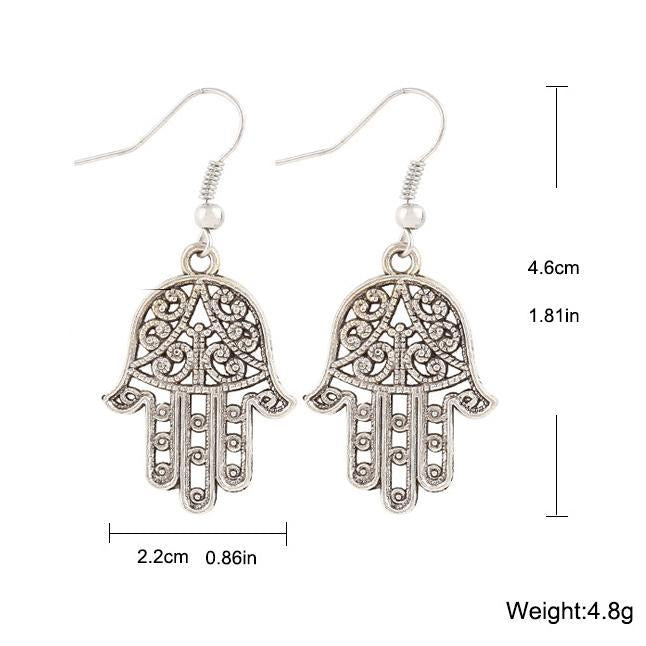 18K White Gold Plated Hamsa Drop Earring - Hypoallergenic & Made to Last Bijou Her