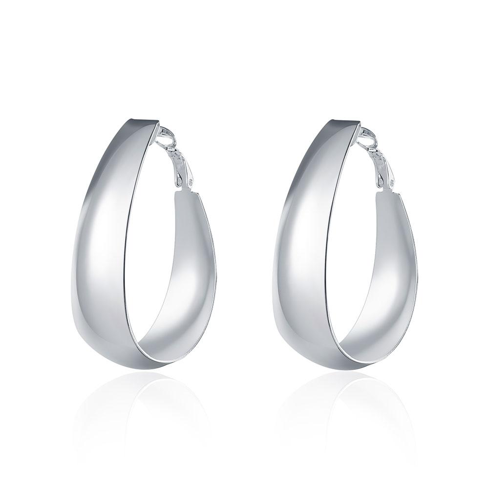 18K White Gold Plated Large Hoop Earrings - Hypoallergenic and Comfortable Bijou Her