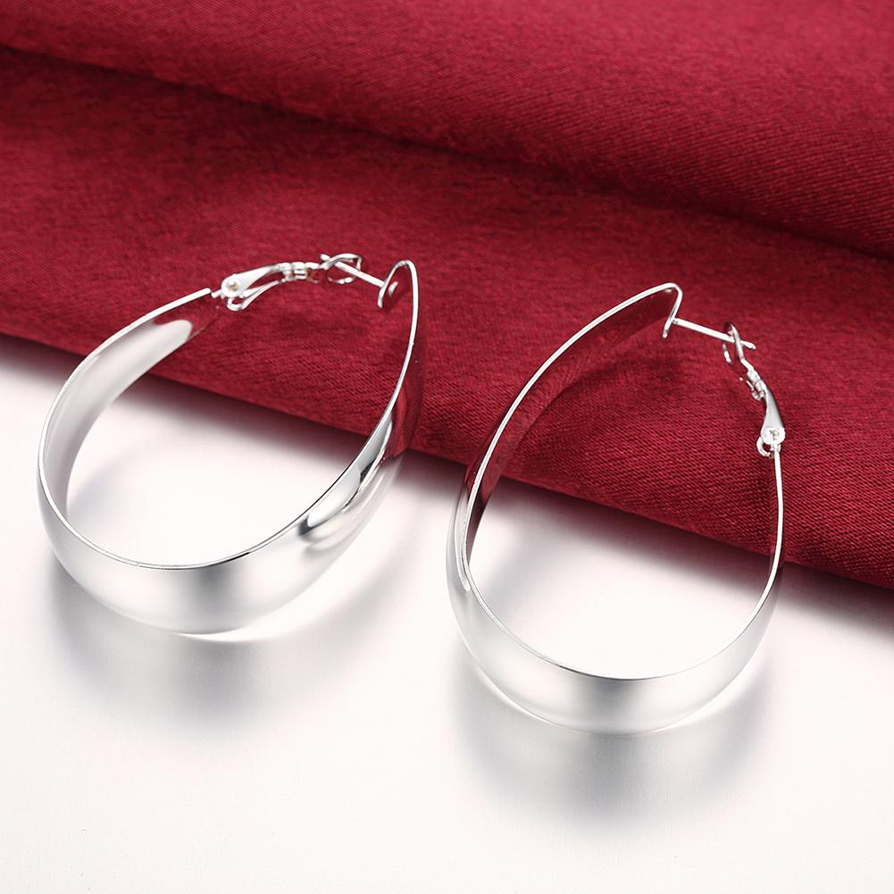 18K White Gold Plated Large Hoop Earrings - Hypoallergenic and Comfortable Bijou Her