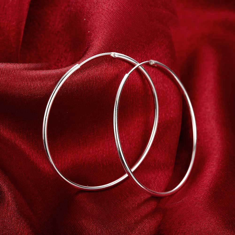 18K White Gold Plated Smooth Hoop Earrings - Hypoallergenic and Comfortable Fitting Jewelry Piece Bijou Her