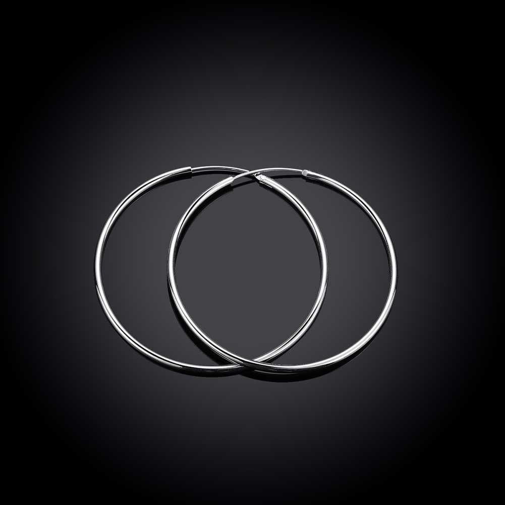 18K White Gold Plated Smooth Hoop Earrings - Hypoallergenic and Comfortable Fitting Jewelry Piece Bijou Her