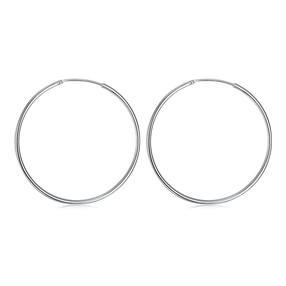 18K White Gold Plated Smooth Hoop Earrings - Hypoallergenic and Comfortable Fitting Jewelry Piece Bijou Her