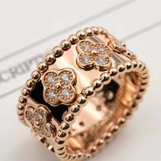 18k Gold Clover Kaleidoscope Ring Female Bijou Her