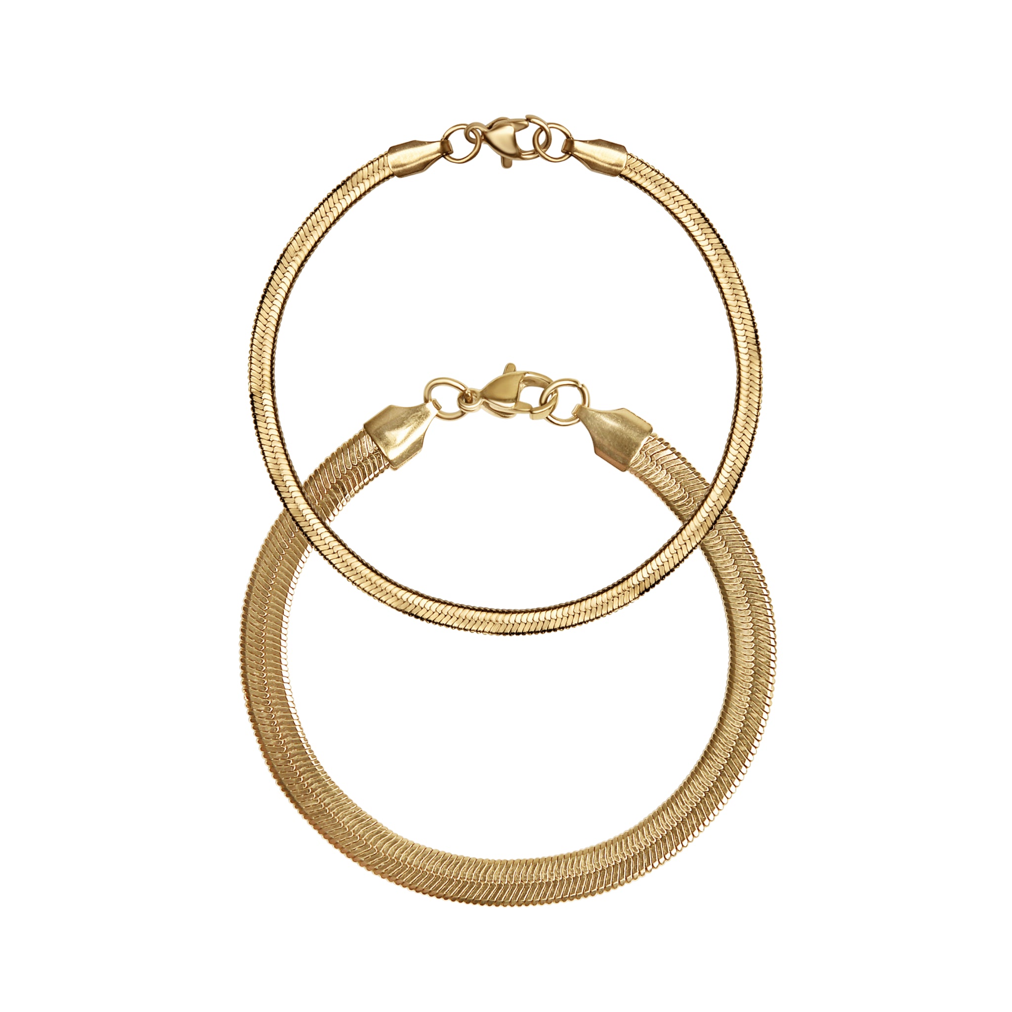 18k Gold PVD Coated Stainless Steel Herringbone Chain Bracelet - Durable, Tarnish-Proof, Hypoallergenic Bijou Her