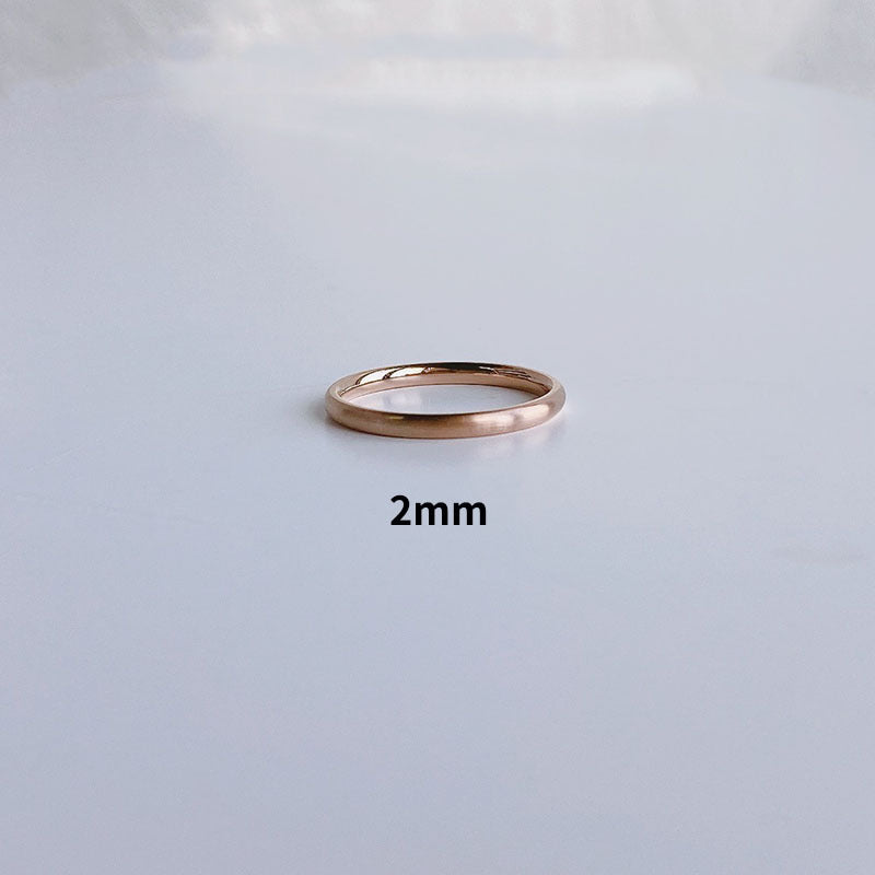 18k Gold Plain Ring Titanium Steel Ring Female Bijou Her