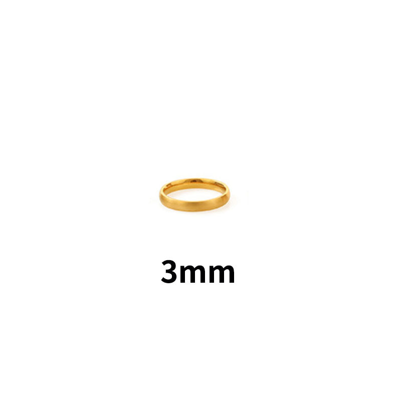 18k Gold Plain Ring Titanium Steel Ring Female Bijou Her