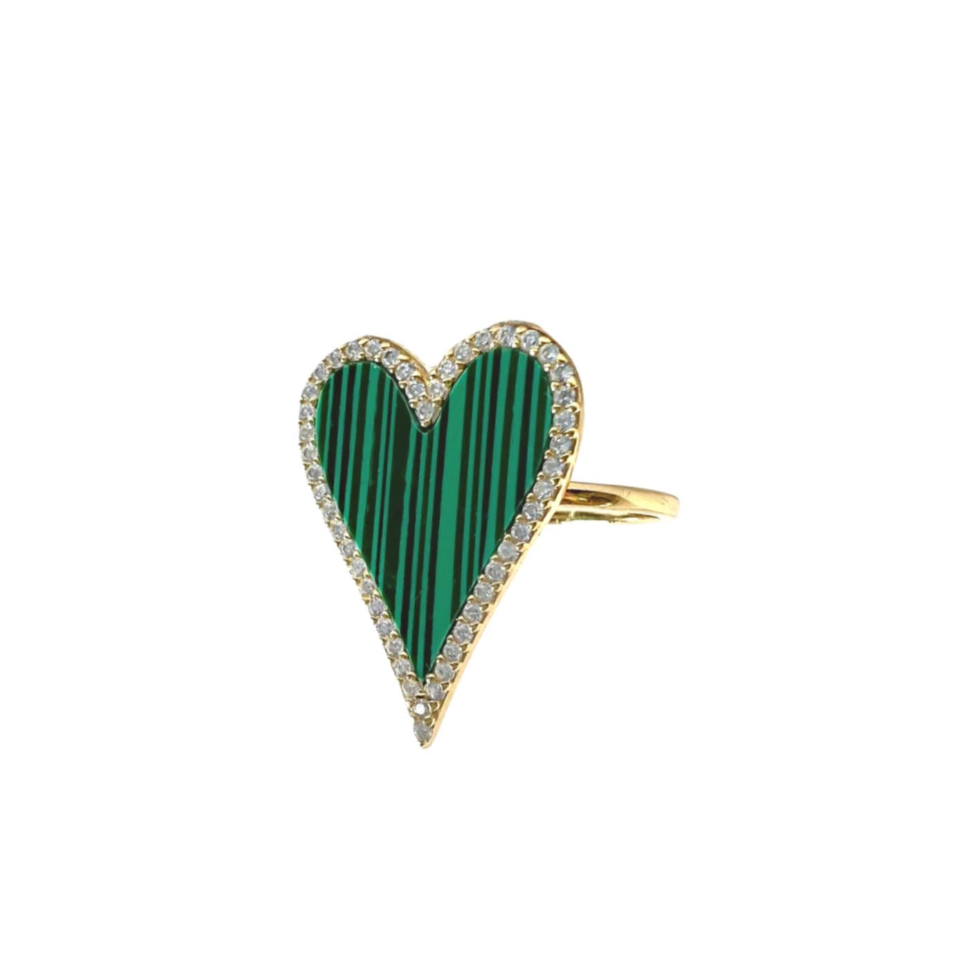 18k Gold Plated Sterling Silver Heart Ring with CZ Stones - Lucy Emerald Bijou Her