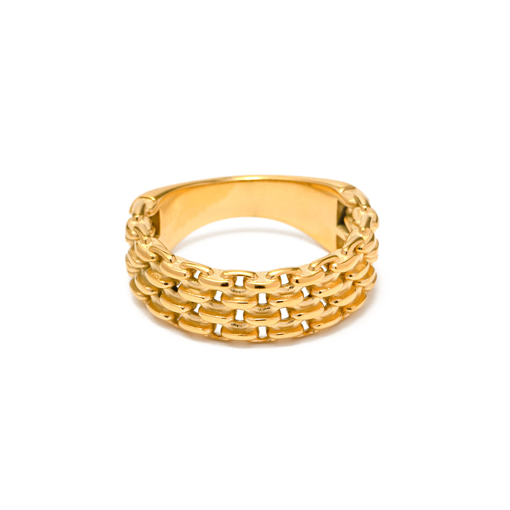 18k Gold Stainless Steel Woven Ring Bijou Her