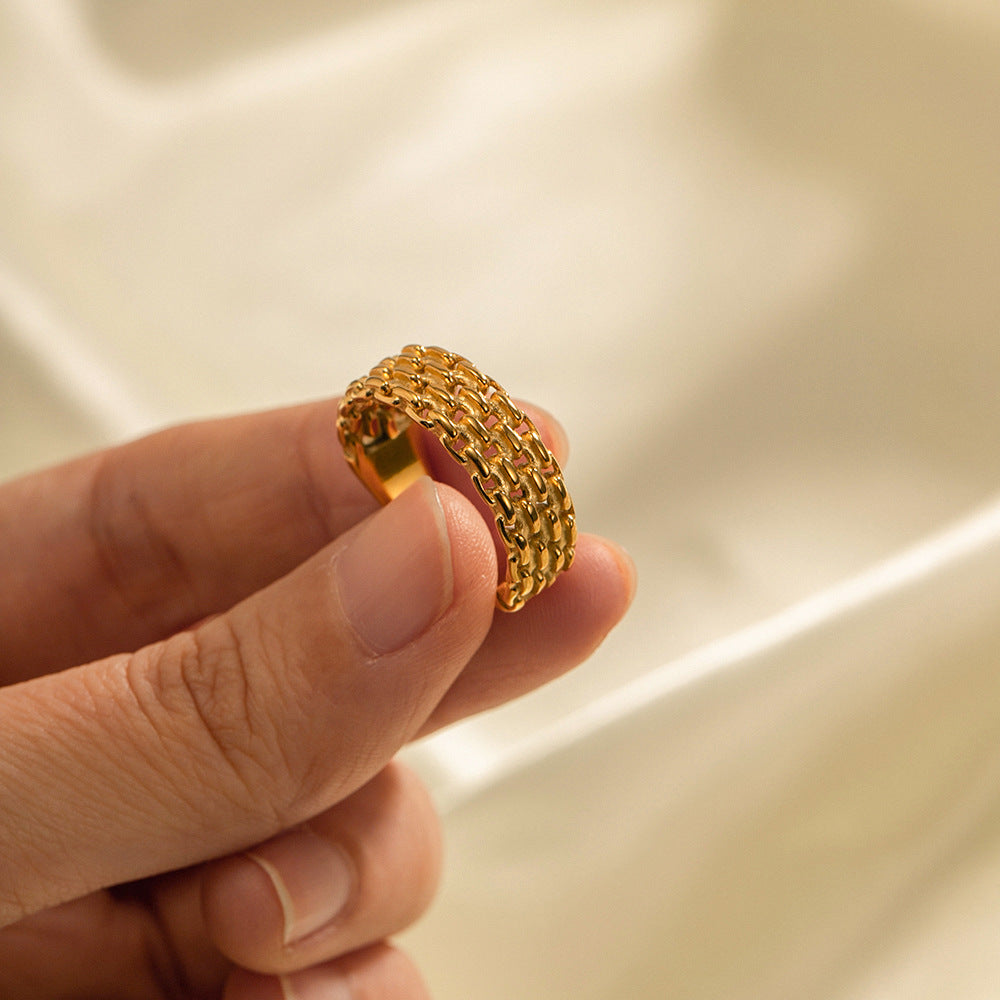 18k Gold Stainless Steel Woven Ring Bijou Her