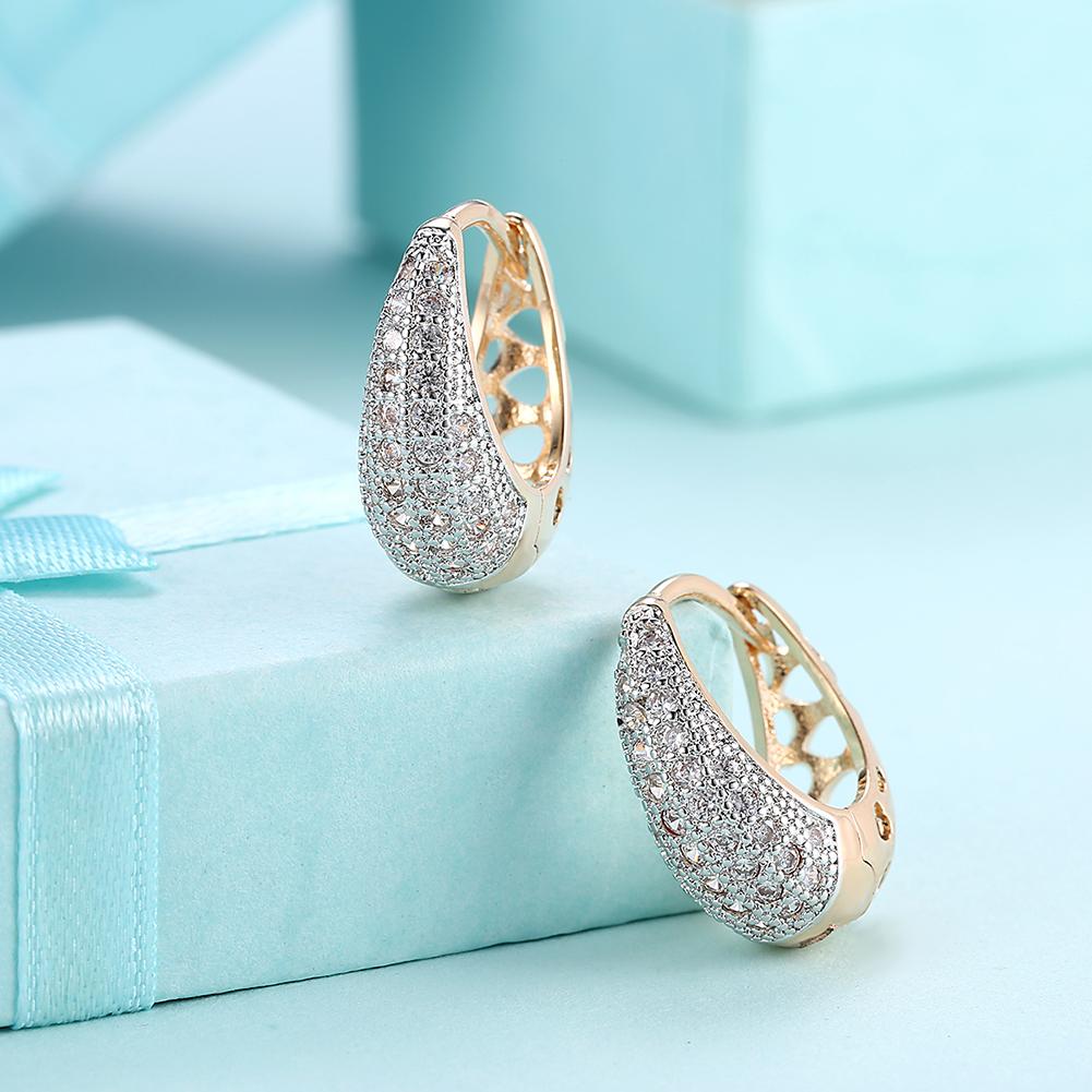 18mm Crystal Pave Heart Teardrop Huggie Earrings - Hypoallergenic & Comfortable Bijou Her