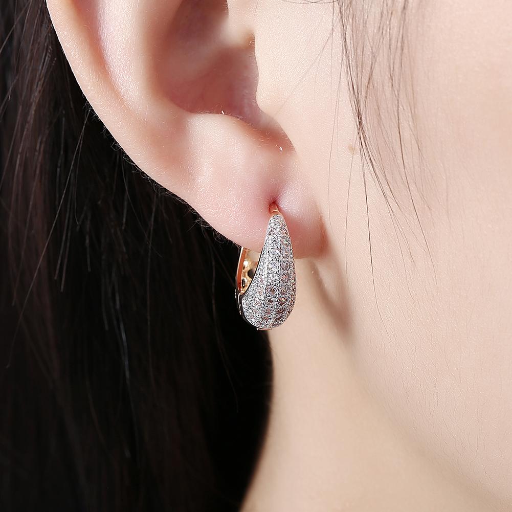 18mm Crystal Pave Heart Teardrop Huggie Earrings - Hypoallergenic & Comfortable Bijou Her