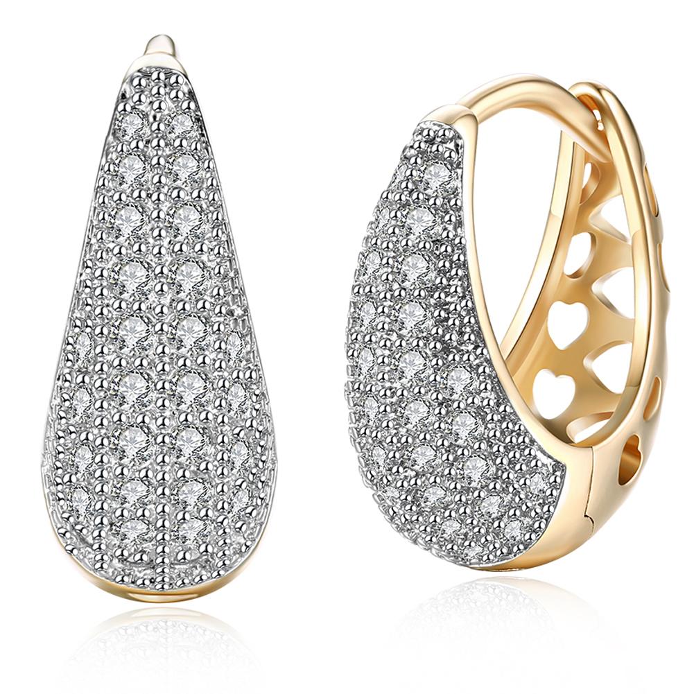 18mm Crystal Pave Heart Teardrop Huggie Earrings - Hypoallergenic & Comfortable Bijou Her