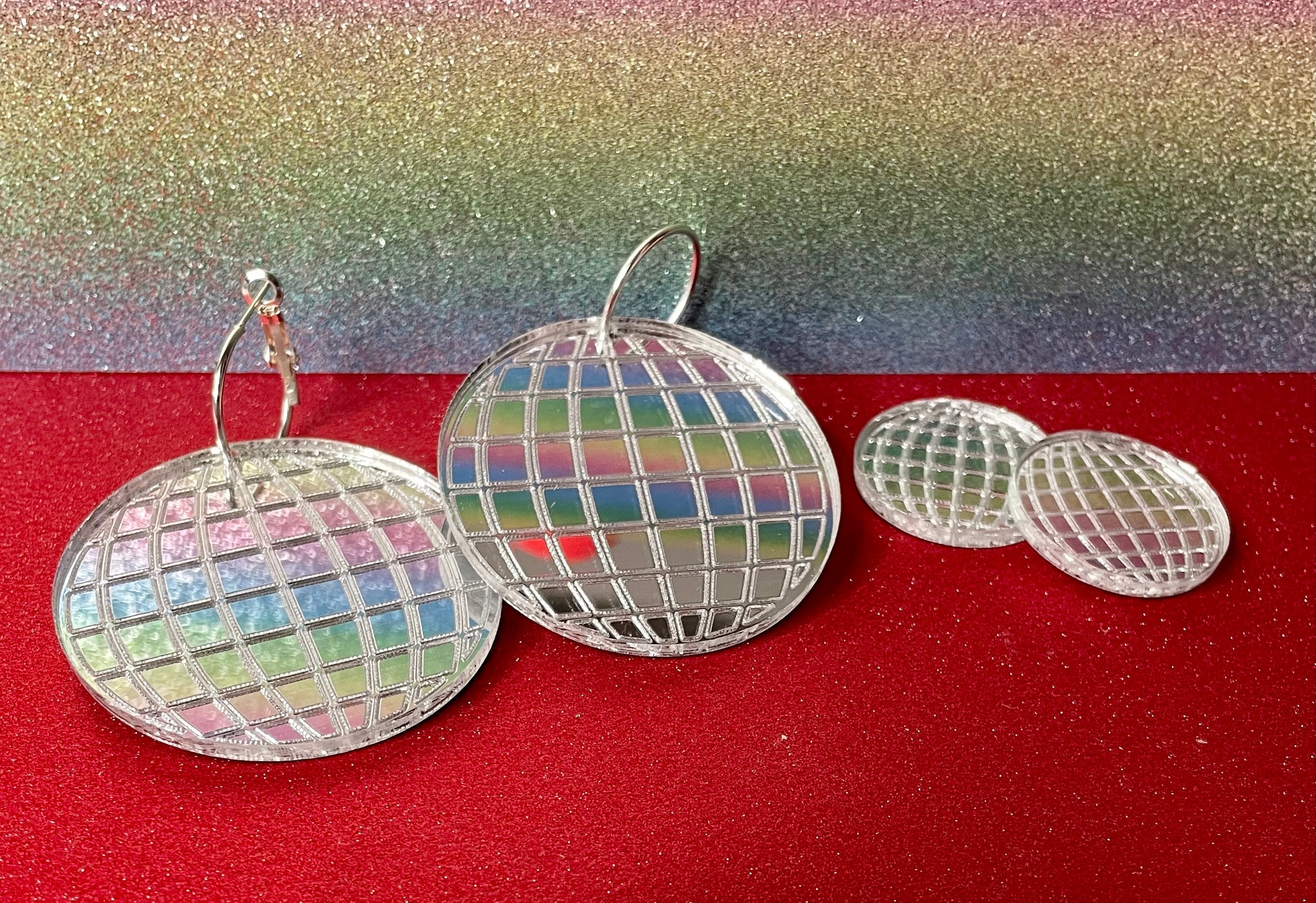 1960s-inspired Mirror Ball Earrings: Dangles or Studs in Various Colors, Nickel & Lead-Free Components, Made to Order in 1-2 Weeks Bijou Her