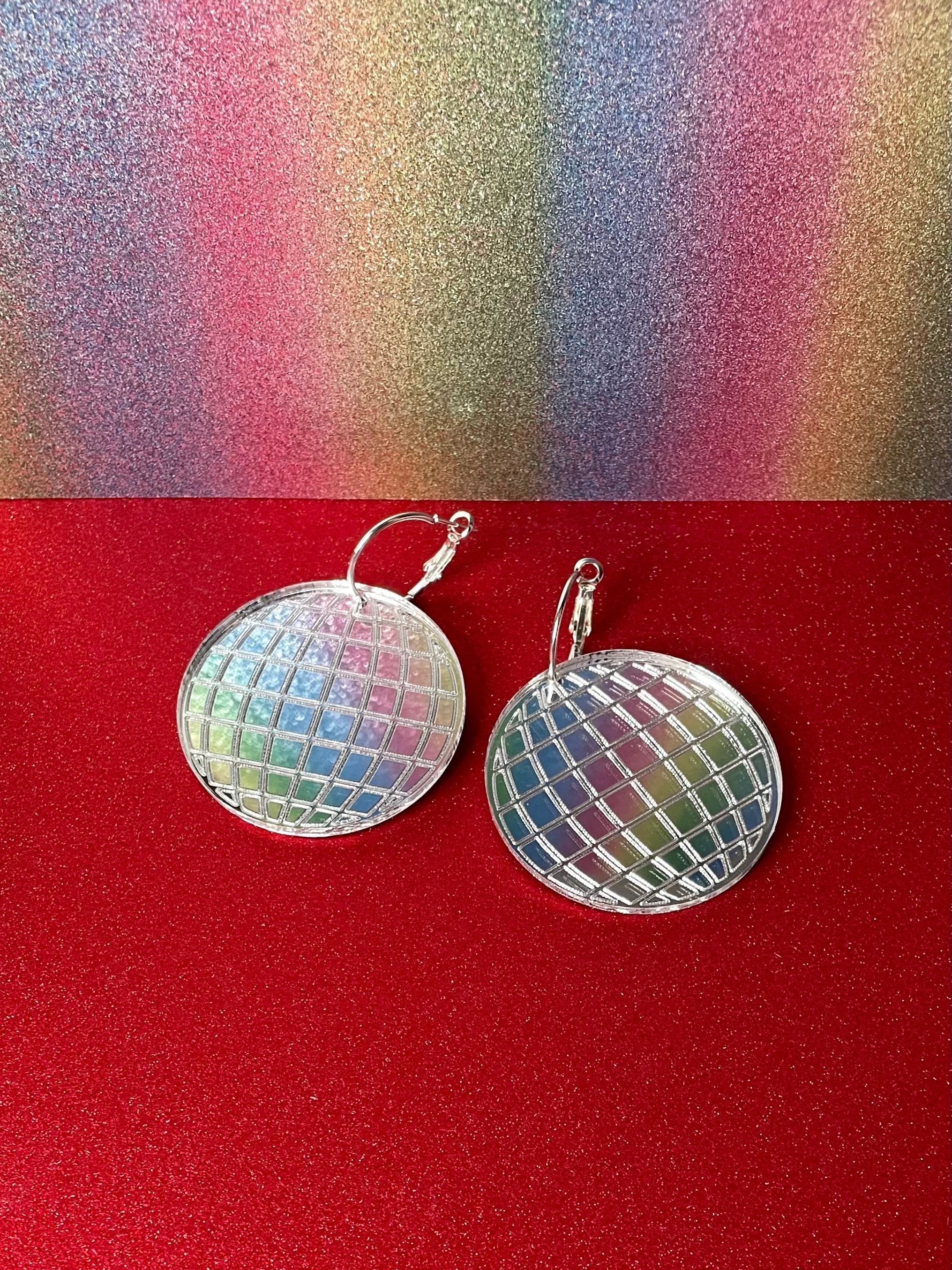 1960s-inspired Mirror Ball Earrings: Dangles or Studs in Various Colors, Nickel & Lead-Free Components, Made to Order in 1-2 Weeks Bijou Her