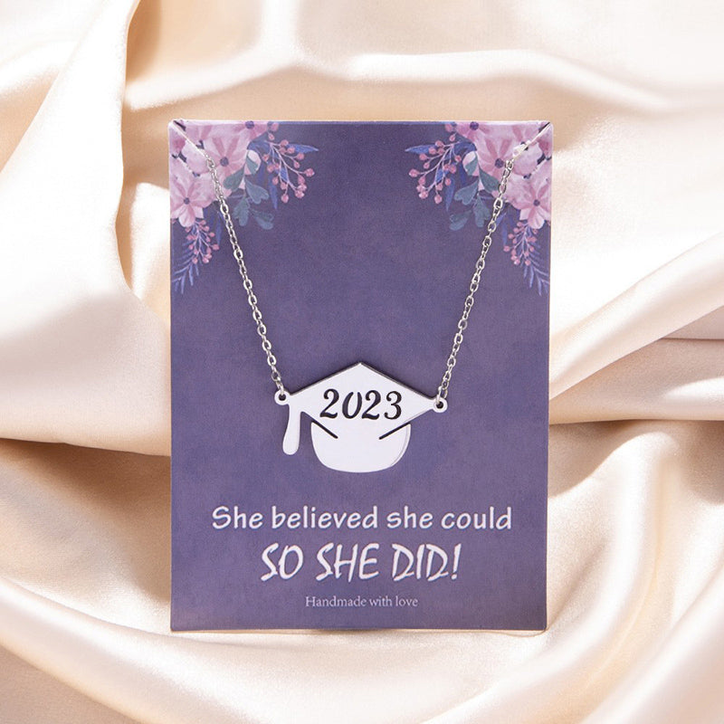 2023 Graduation Cap Pendant Necklace Bijou Her