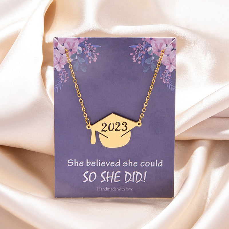 2023 Graduation Cap Pendant Necklace Bijou Her