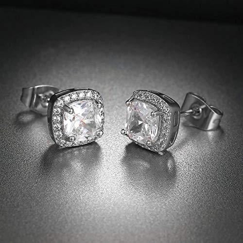 3.50 CTTW Cushion Cut Sterling Silver Studs with AAA Cubic Zirconia Bijou Her