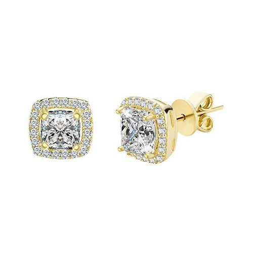 3.50 CTTW Cushion Cut Sterling Silver Studs with AAA Cubic Zirconia Bijou Her