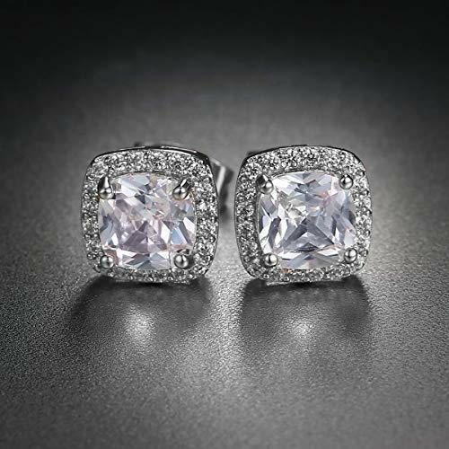 3.50 CTTW Cushion Cut Sterling Silver Studs with AAA Cubic Zirconia Bijou Her