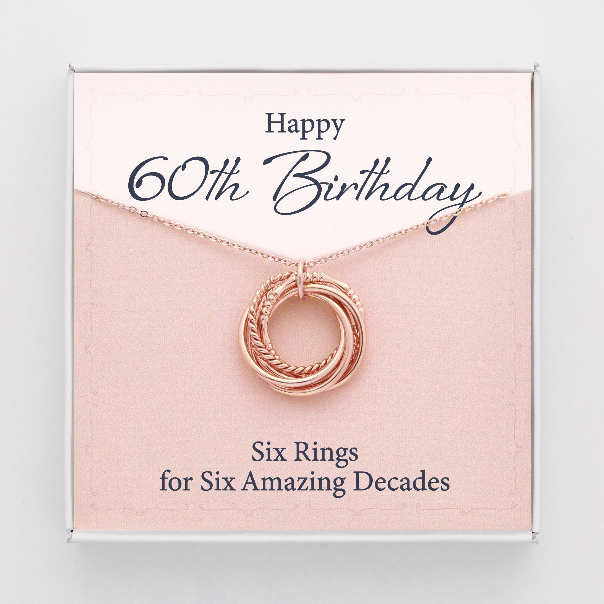 6 Ring Necklace for 60th Birthday Gift - Sterling Silver with Birthstones - Handmade and Packaged in Gift Box Bijou Her
