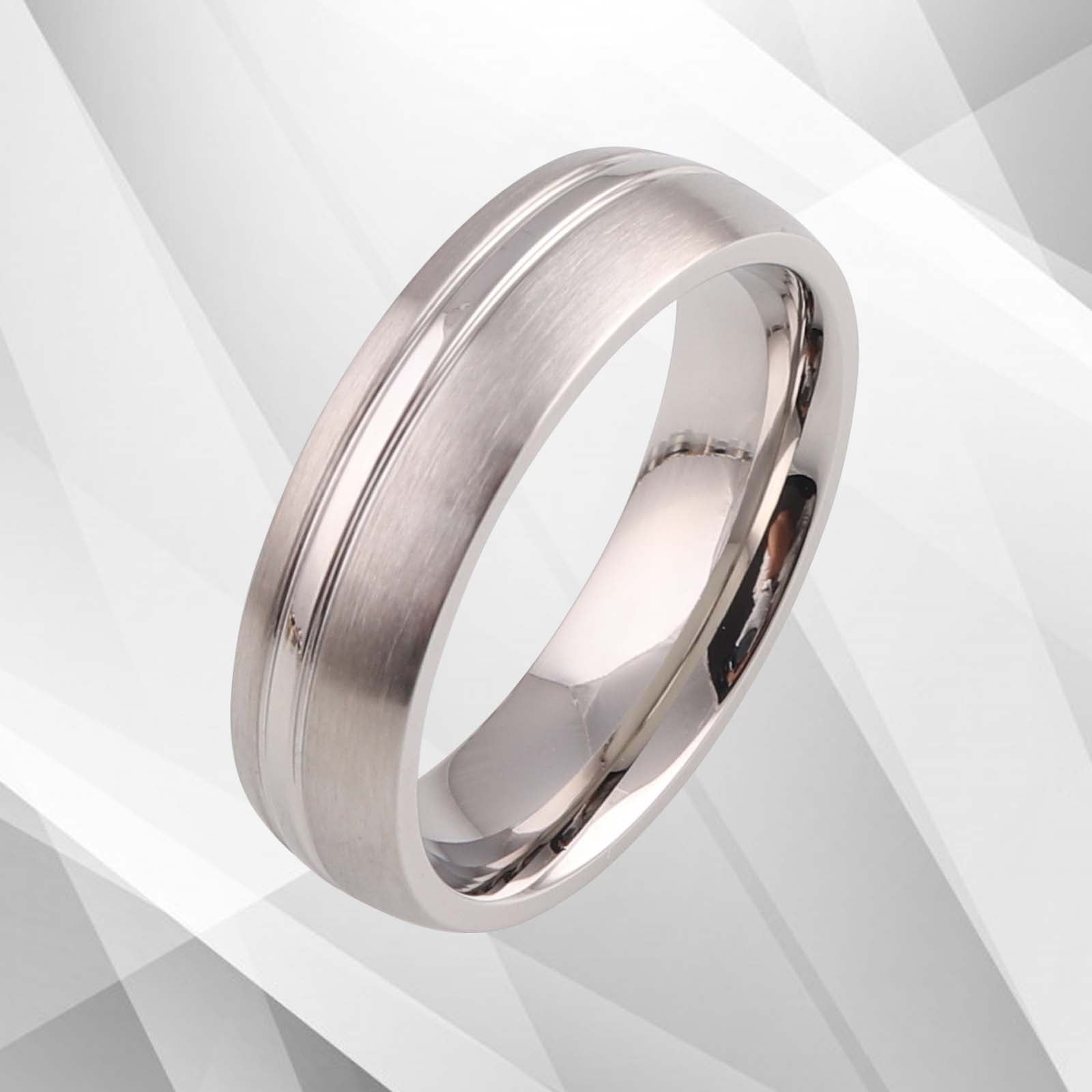 6mm Cobalt & 18Ct White Gold Finish Wedding Band Ring - Comfort Fit Bijou Her