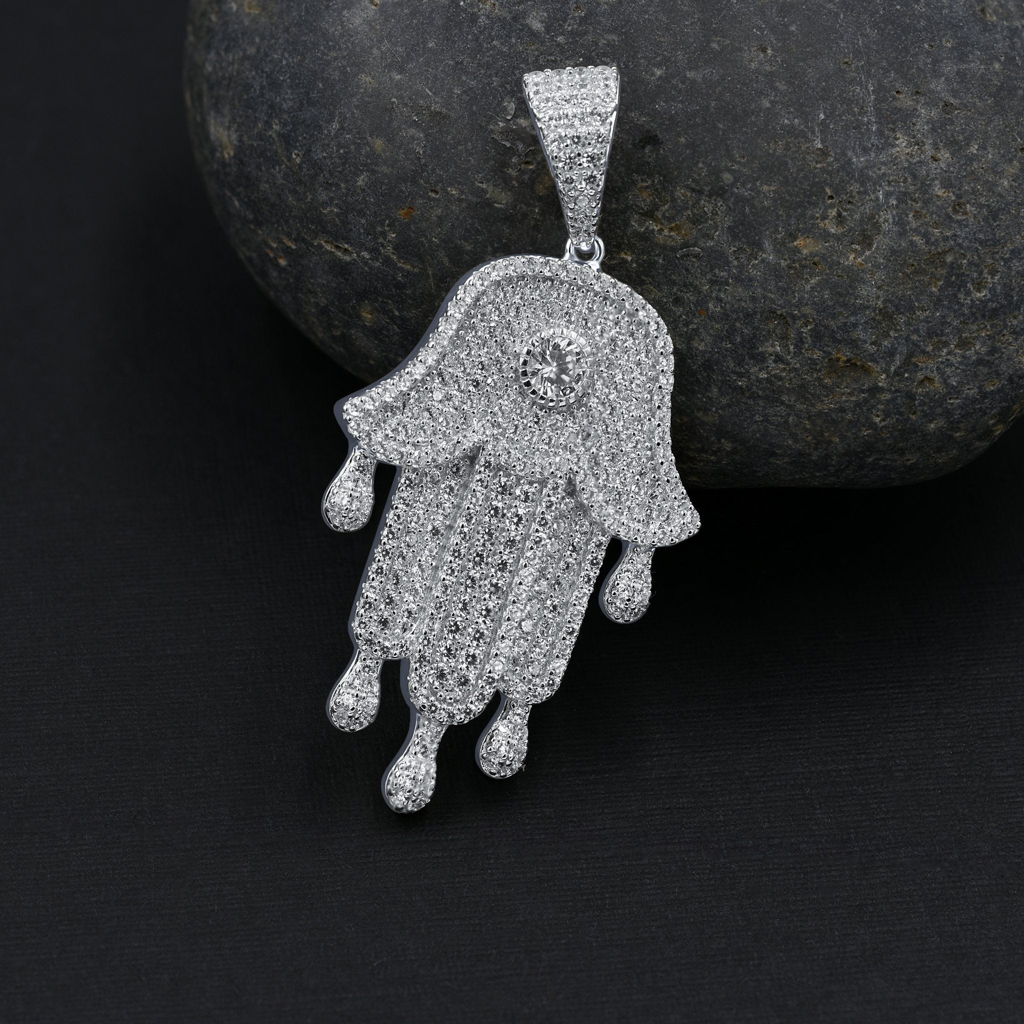 925 Silver CZ Pendant - Micropave Prongset | New Arrival
Express your culture with this 925 silver pendant featuring high-quality cubic zirconia stones. The prong setting ensures durability and a stunning micropave finish. At 44mm length and Bijou Her