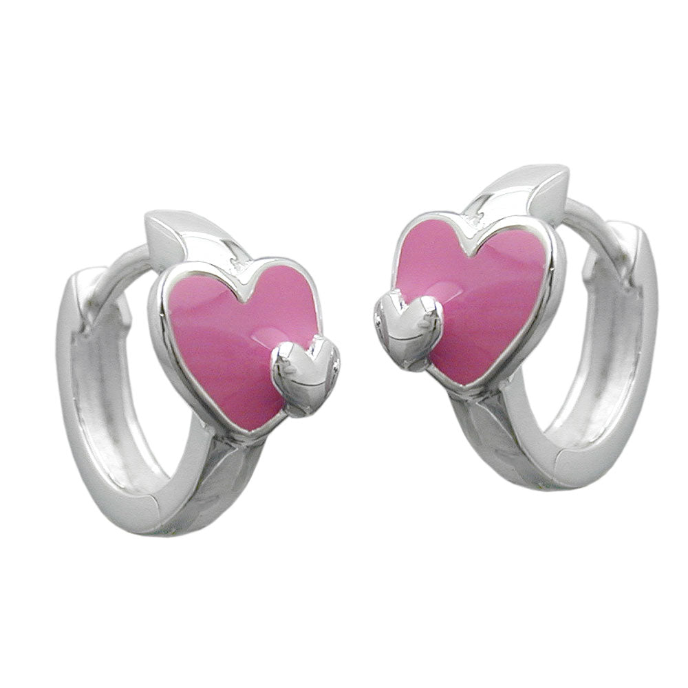 925 Silver Heart Hoop Earrings - Adorable Gift for Kids - 12x2mm, 2.2g Bijou Her