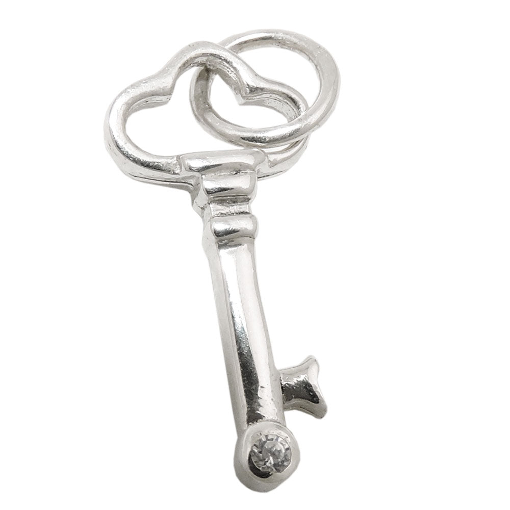 925 Silver Key Pendant with Zirconia - 21x10mm Size, 4mm Eyelet Diameter, 1.1g Weight Bijou Her