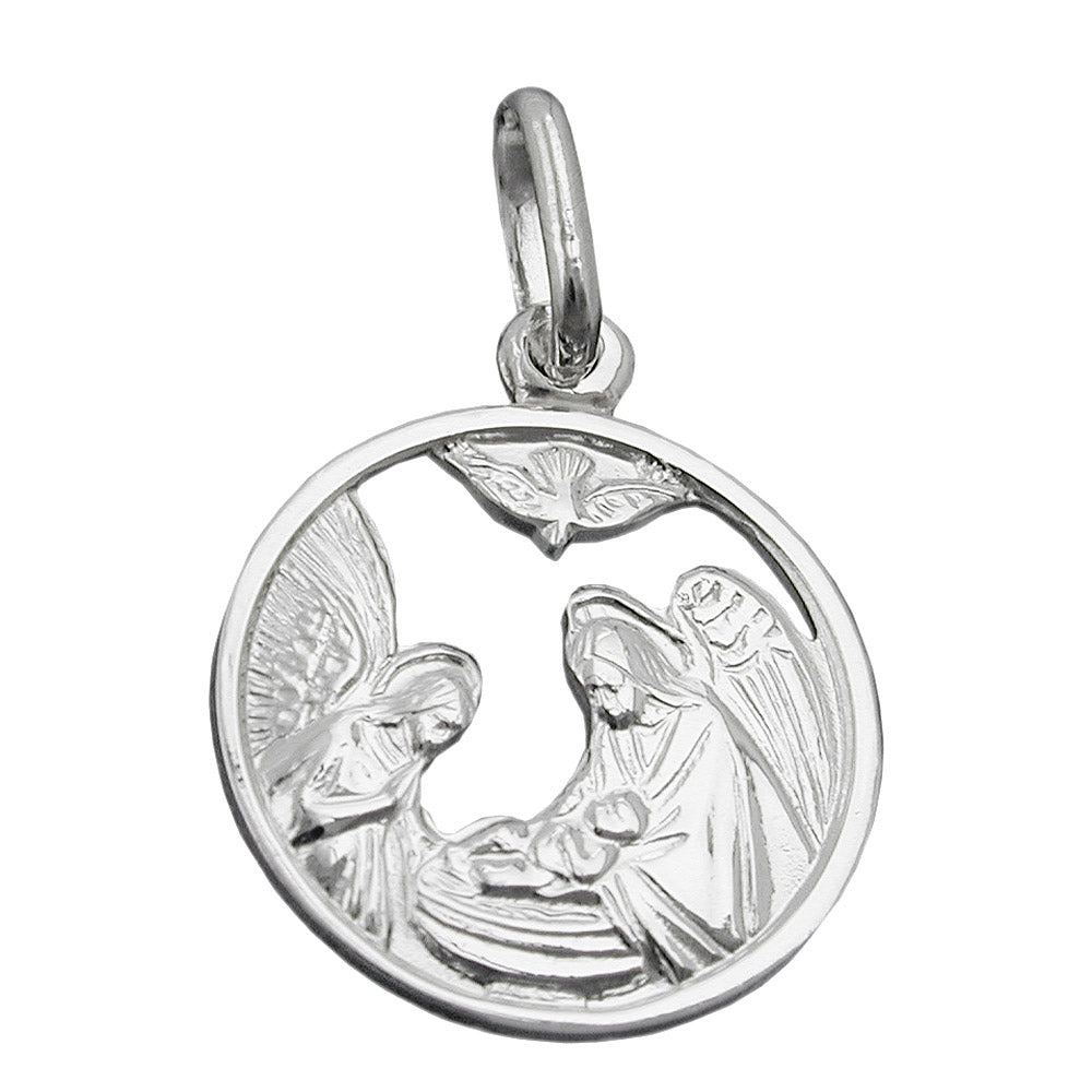 925 Silver Mary and Josef Pendant - 15mm Size, 1.3g Weight, Sterling Silver Alloy Bijou Her