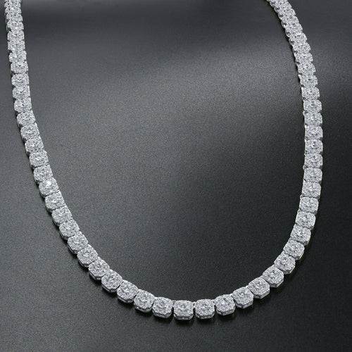 925 Silver Square Tennis Chain with Cubic Zircon Stones - 5mm Width Bijou Her
