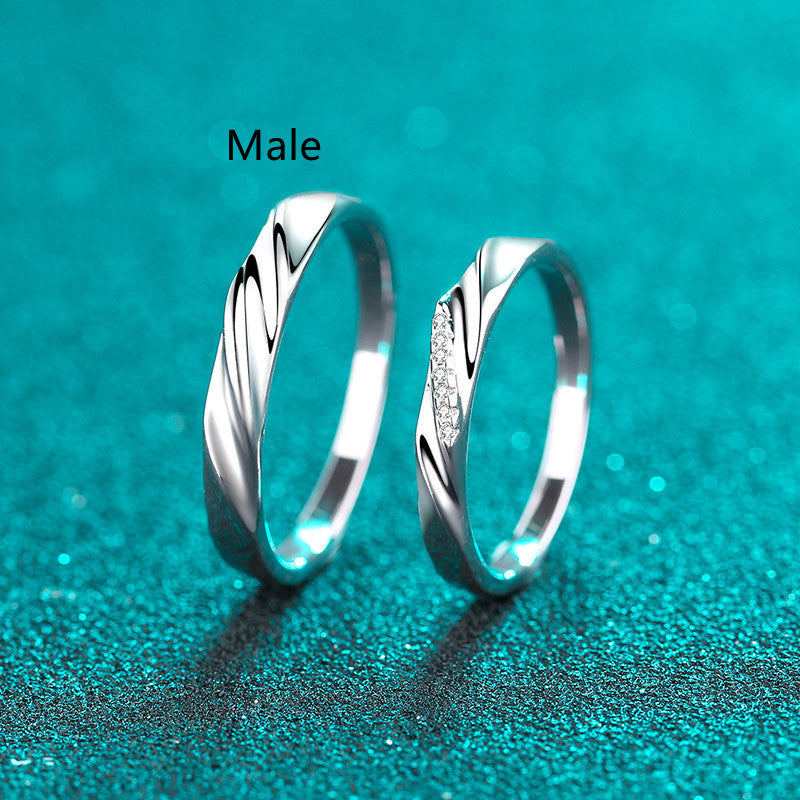 925 Sterling Silver Couple Ring Female Bijou Her