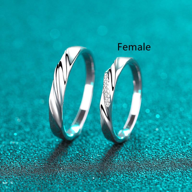 925 Sterling Silver Couple Ring Female Bijou Her