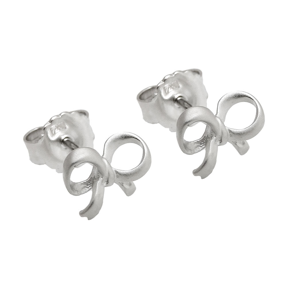 925 Sterling Silver Matted Loop Earring Studs - Rhodium Plated, Anit-Tarnish Surface - 8x6mm, 0.8g - Price for 1 Pair Bijou Her