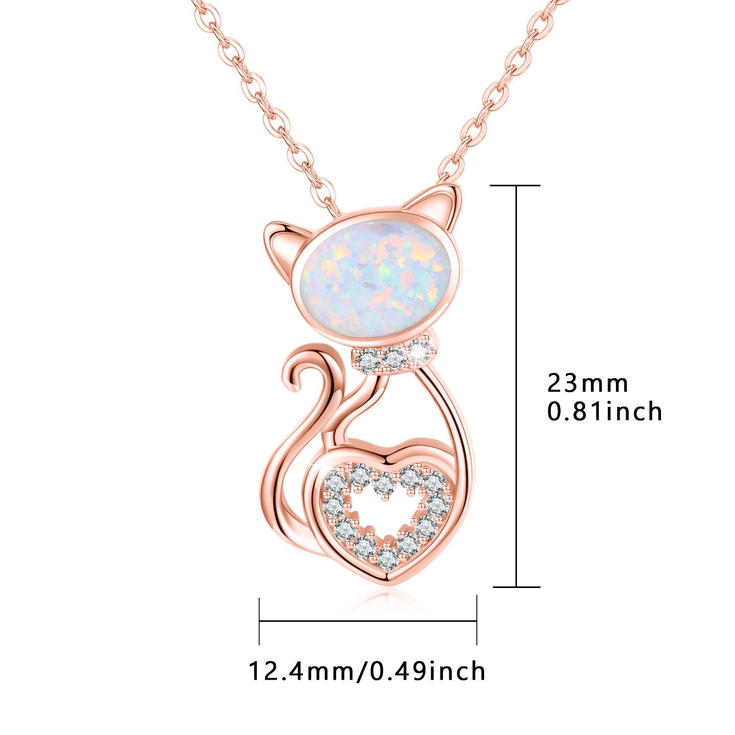 925 Sterling Silver Opal Cat Pendant Necklace Bijou Her