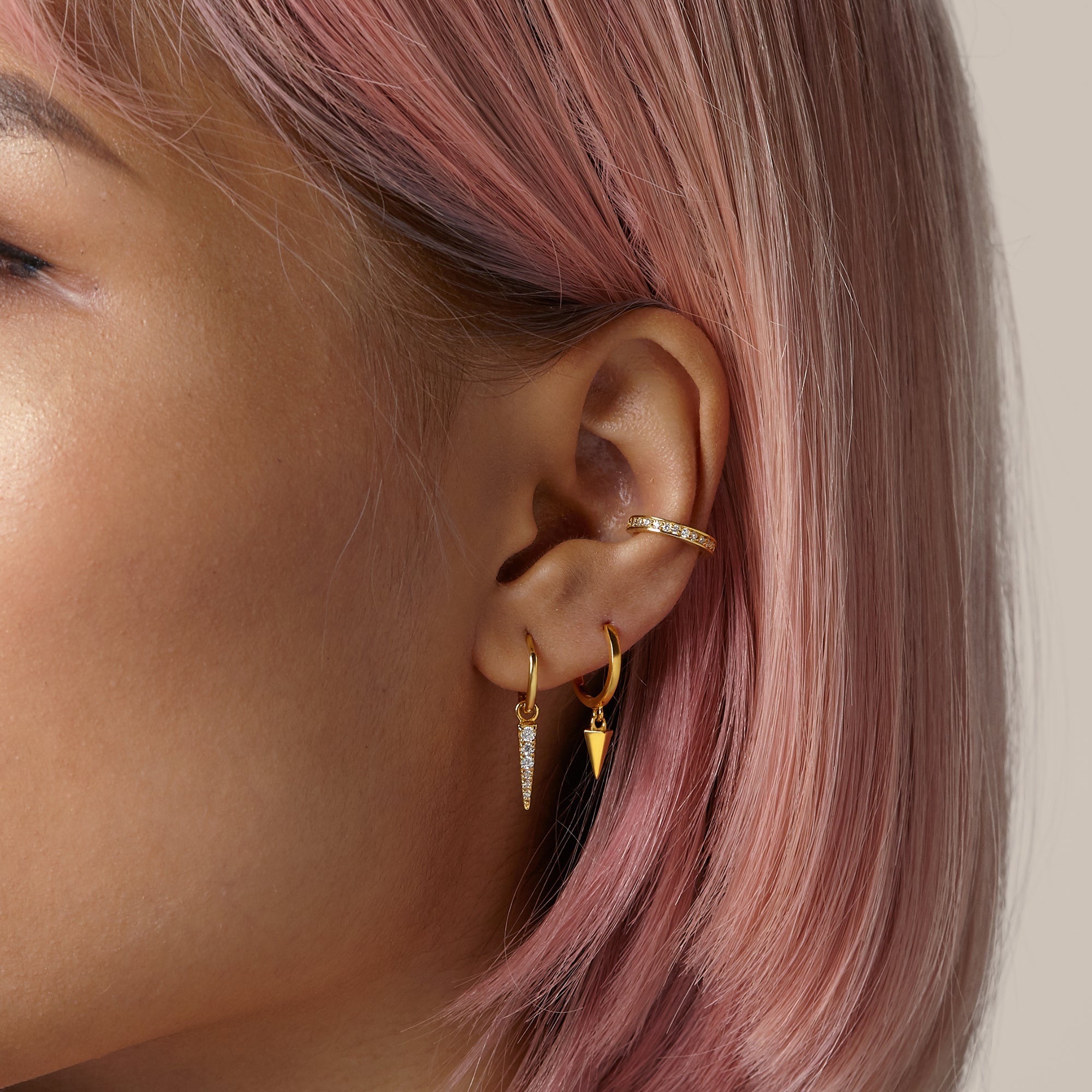 925 Sterling Silver Pyramid Charm Hoop Earrings - Versatile and Safe for Sensitive Skin Bijou Her