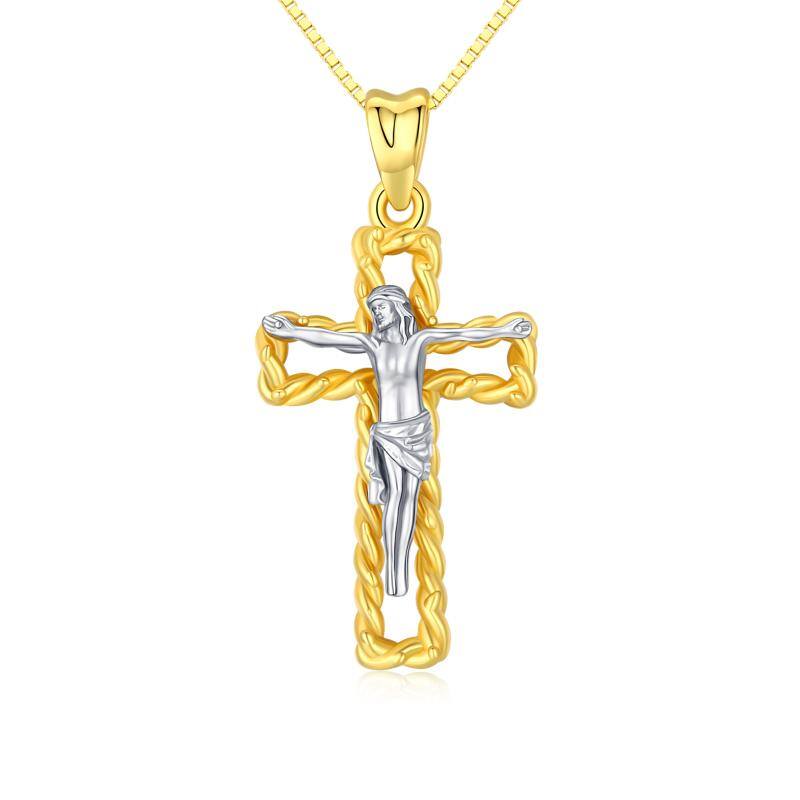 925 Sterling Silver Saint Christopher Jesus Crucifix Cross Religious Oxidized Pendant Necklace Bijou Her