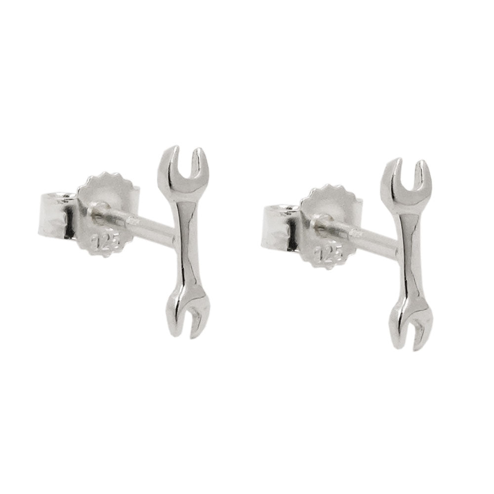 925 Sterling Silver Screw-Wrench Stud Earrings - Glowing Motif Jewelry for Craftsmen Bijou Her